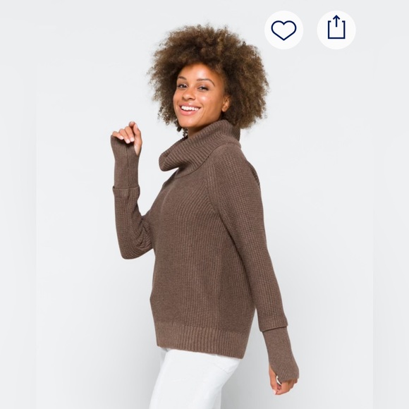 MARKET & SPRUCE Brown Cowl Neck Waffle Stitch Sweater Size XL Great Cond. - Picture 3 of 12